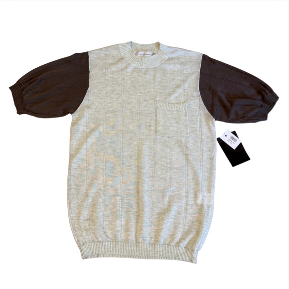 749. LEE MATHEWS Green Knit Short Sleeve Crew Neck Shirt $448 NWT Small - Picture 1 of 4